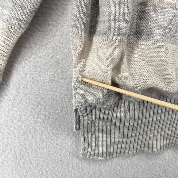 EILEEN FISHER Sweater L Organic Cotton Striped Jersey Lined Hi-Low Pullover Gray - Picture 13 of 14